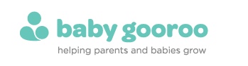 baby gooroo trademark spelled in soft green curved lower case, with text underneath "Helping parents and babies